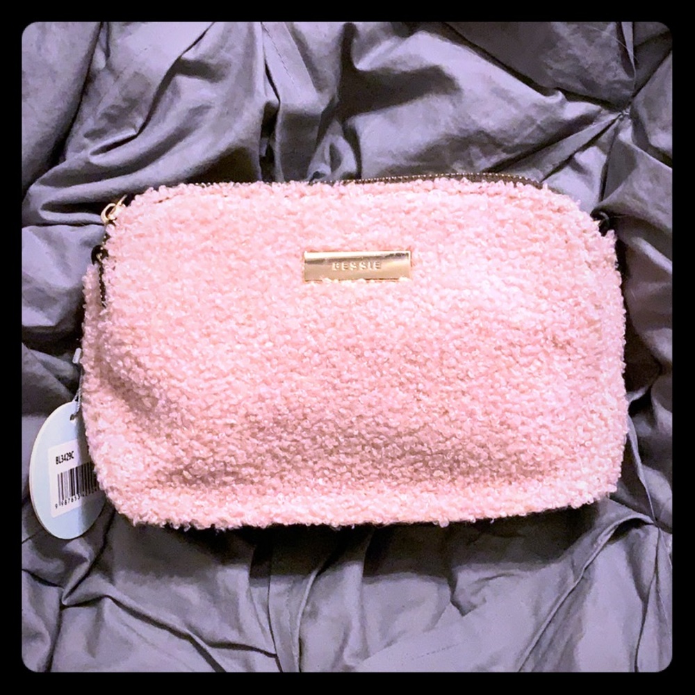 Bessie London Pink Fluffy Crossbody Clutch